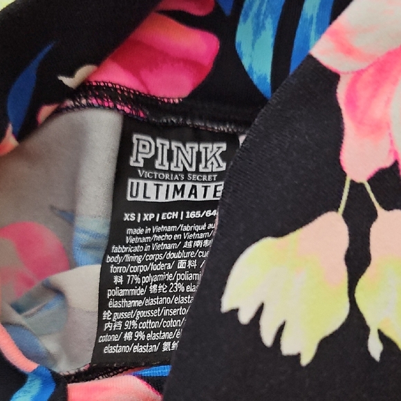PINK Victoria's Secret Floral Leggings - Black and Pink - Picture 2 of 2